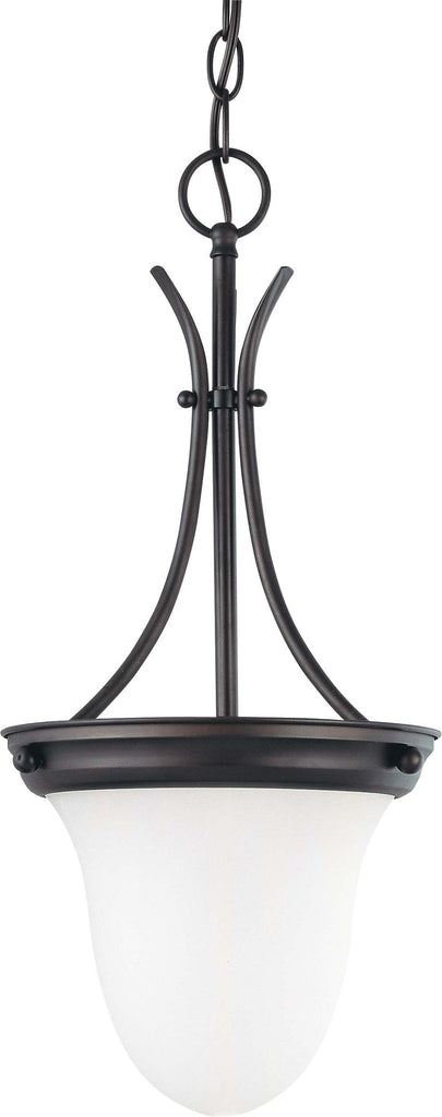 Nuvo 1-Light 10" Pendant Fixture w/ Frosted White Glass in Mahogany Bronze