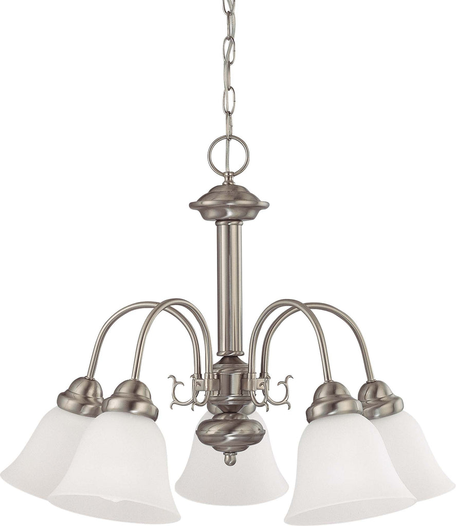 Nuvo Ballerina 5-Light 24" Chandelier w/ Frosted White Glass in Brushed Nickel