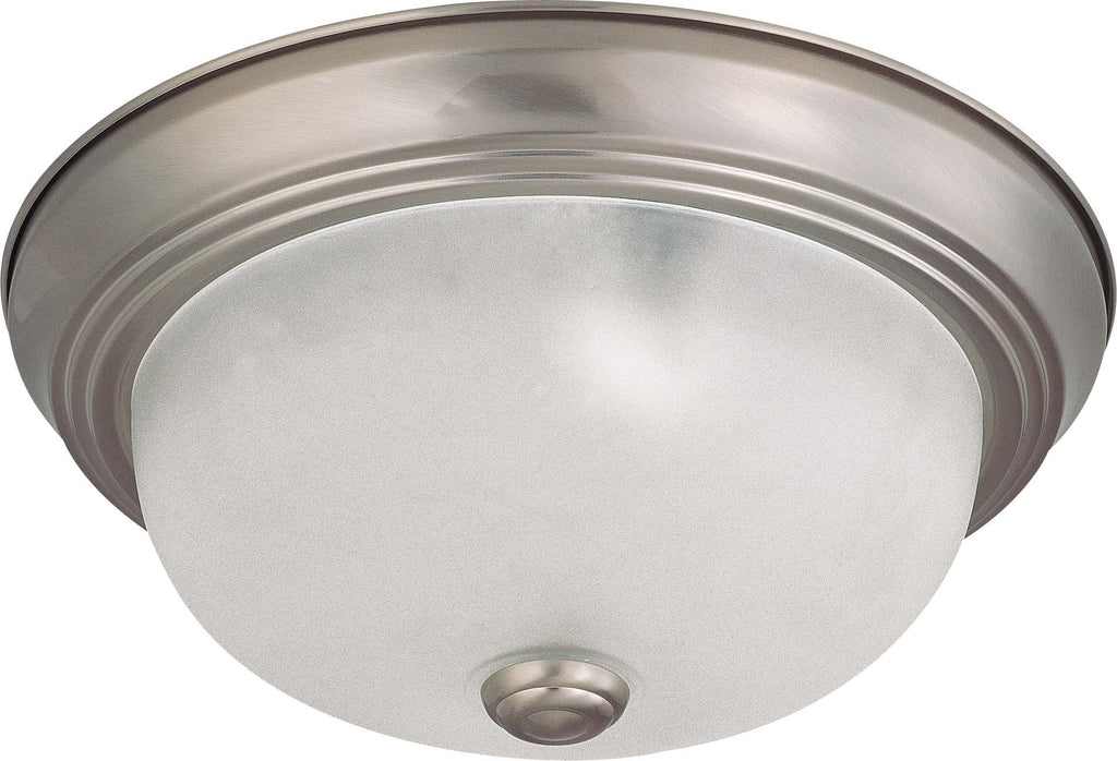 Nuvo 2-Light 11" Flush Mount w/ Frosted White Glass in Brushed Nickel Finish