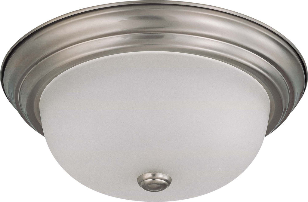 Nuvo 2-Light 13" Ceiling Flush Mount w/ Frosted White Glass in Brushed Nickel