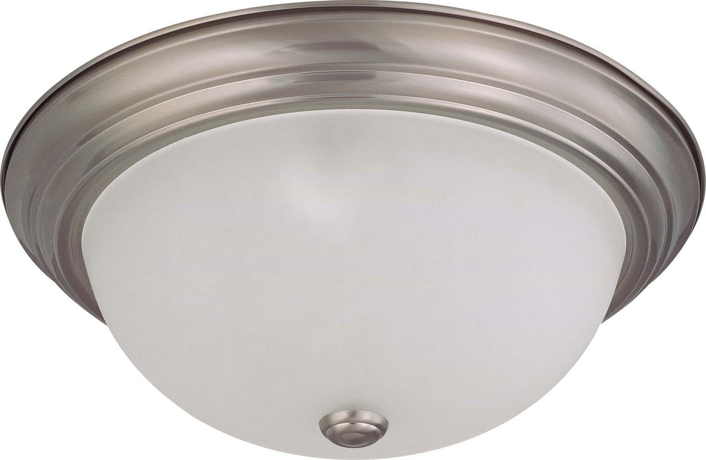 Nuov 3-Light 15" Flush Mount w/ Frosted White Glass in Brushed Nickel Finish