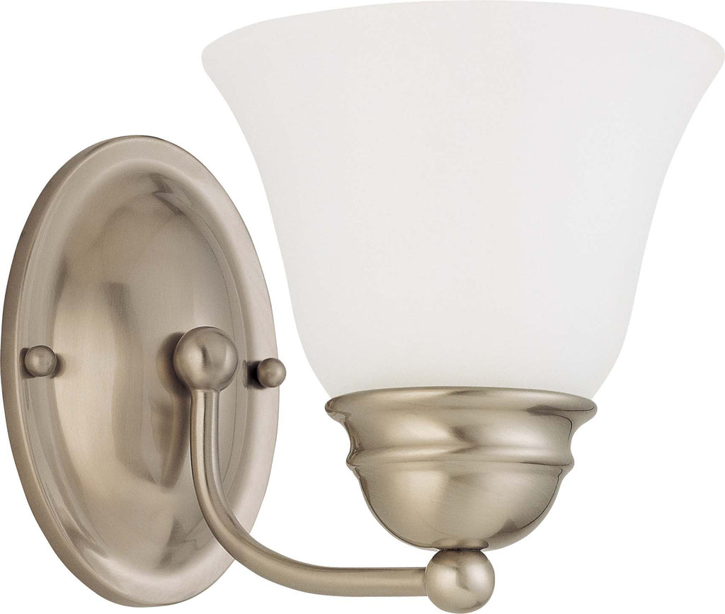 Nuvo Empire 1-Light 7" Vanity w/ Frosted White Glass in Brushed Nickel Finish