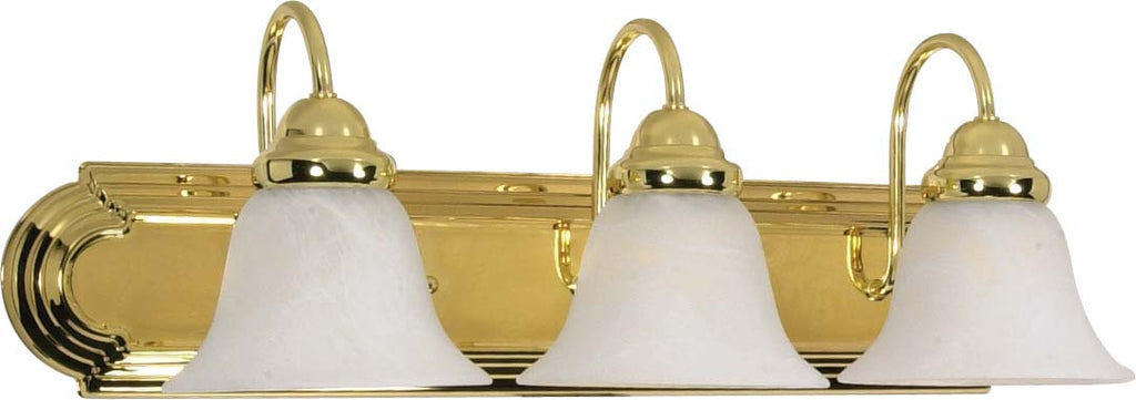 Nuvo Ballerina 3-Light 24" Vanity & Wall w/ Alabaster Glass in Polished Brass
