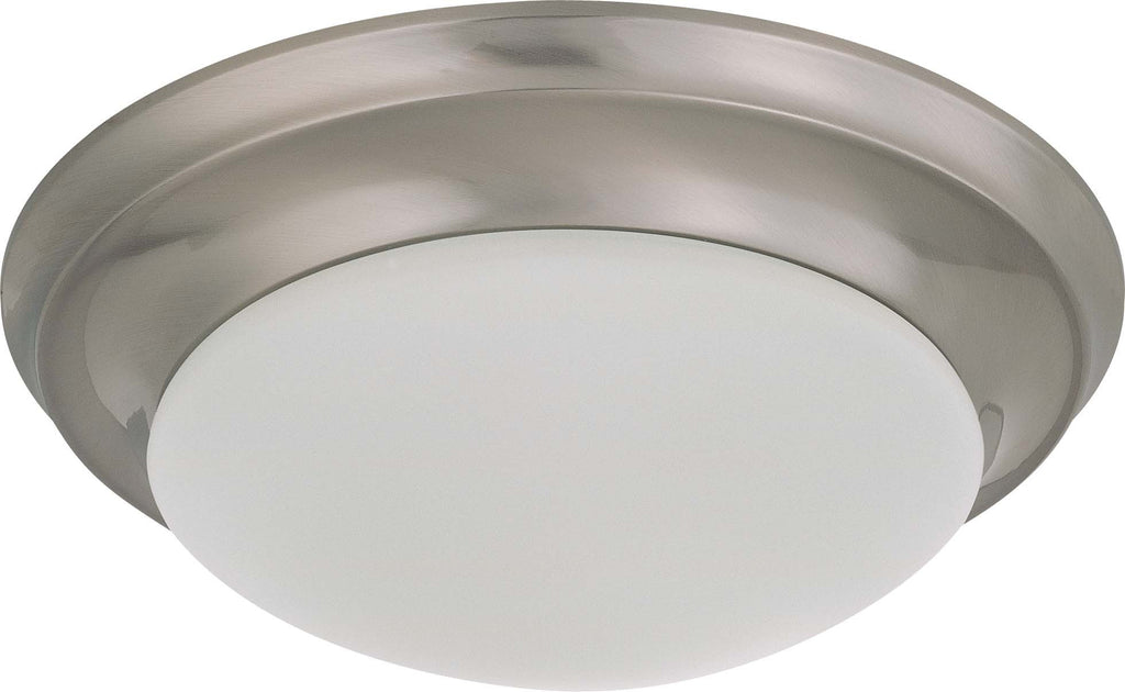 Nuvo 1-Light 12" Twist-Lock Dome Flush w/ Frosted White Glass in Brushed Nickel
