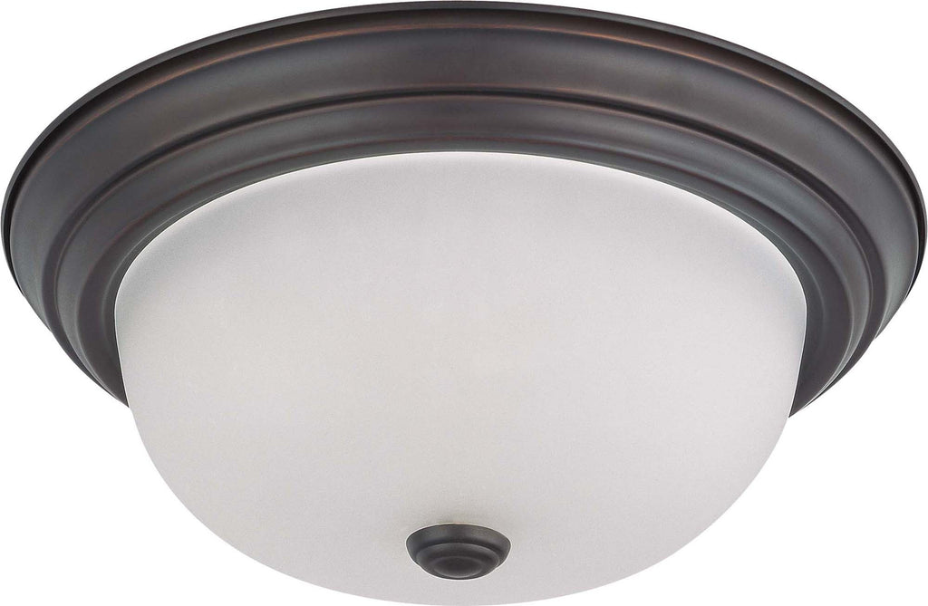 Nuvo 2-Light 13" Flush Mount w/ Frosted White Glass in Mahogany Bronze Finish