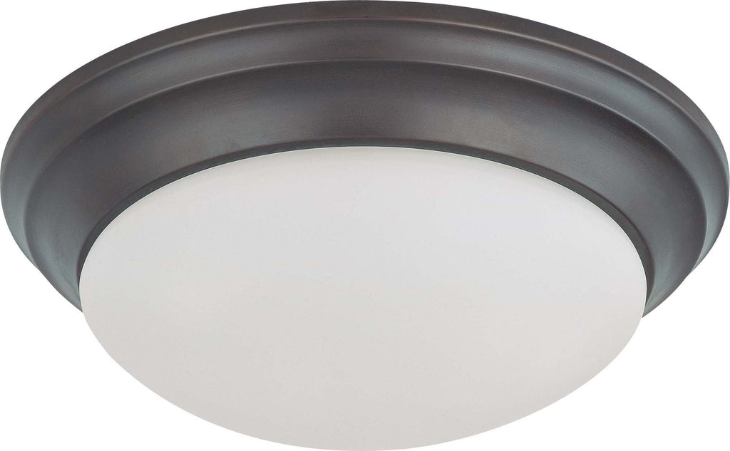 Nuvo 2-Light 14" Dome Medium Flush w/ Frosted White Glass in Mahogany Bronze
