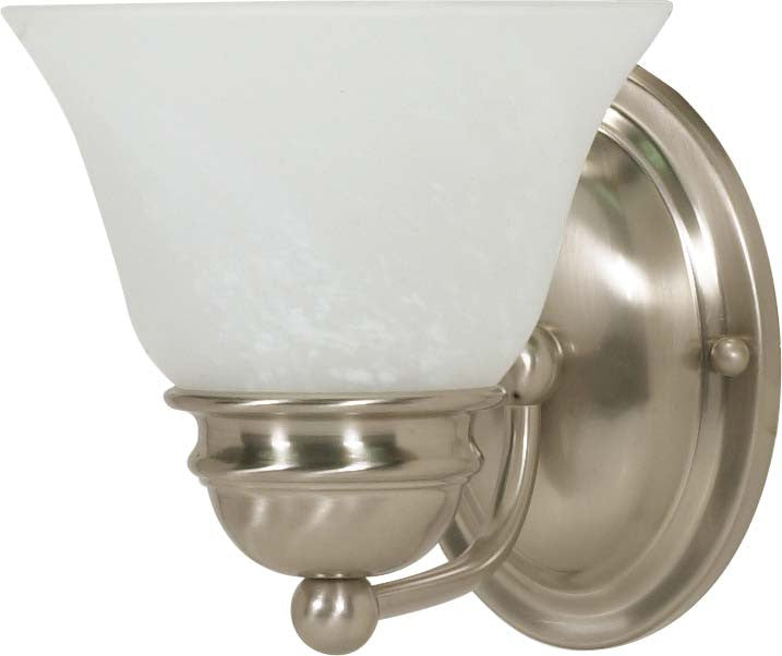 Nuvo Empire 1-Light 7" Vanity w/ Alabaster Glass in Brushed Nickel Finish
