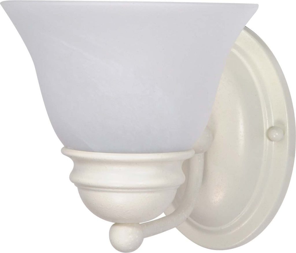 Nuvo Empire 1-Light 7" Vanity w/ Alabaster Glass in Textured White Finish