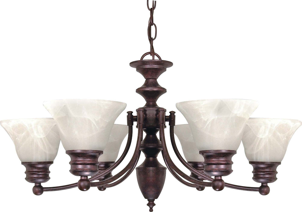 Nuvo Empire 6-Light 26" Chandelier w/ Alabaster Glass in Old Bronze Finish