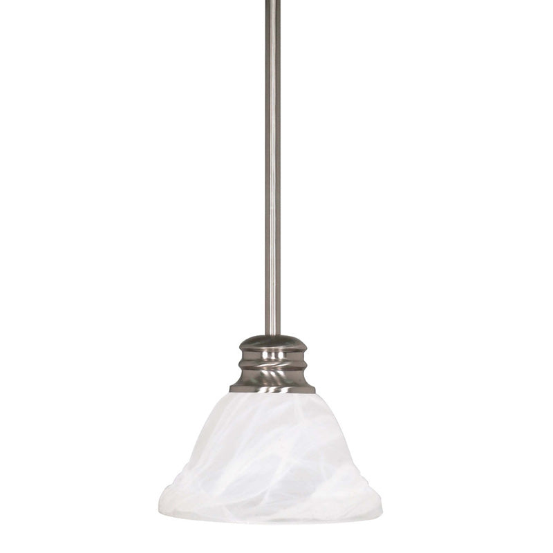 Nuvo Empire 1-Light 7" Mini Pendant w/ Alabaster Glass in Brushed Nickel Finish