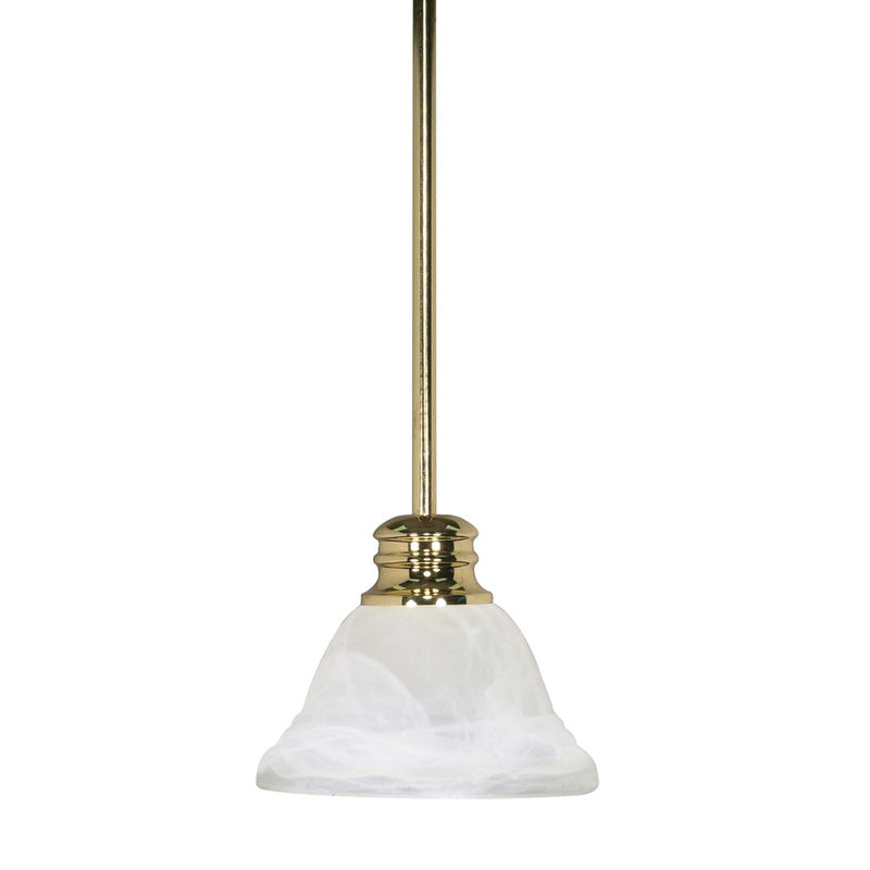 Nuvo Empire 1-Light 7" Mini Pendant w/ Alabaster Glass in Polished Brass Finish