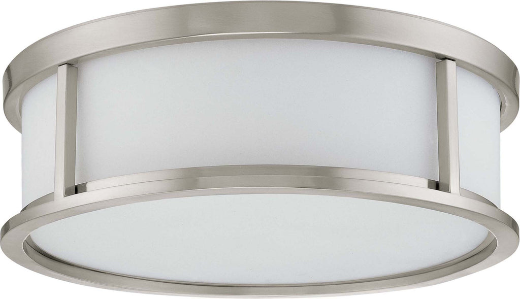 Nuvo Odeon ES - 3 Light 15 inch Flush Dome w/ White Glass - (3) 13w GU24 Lamps Included