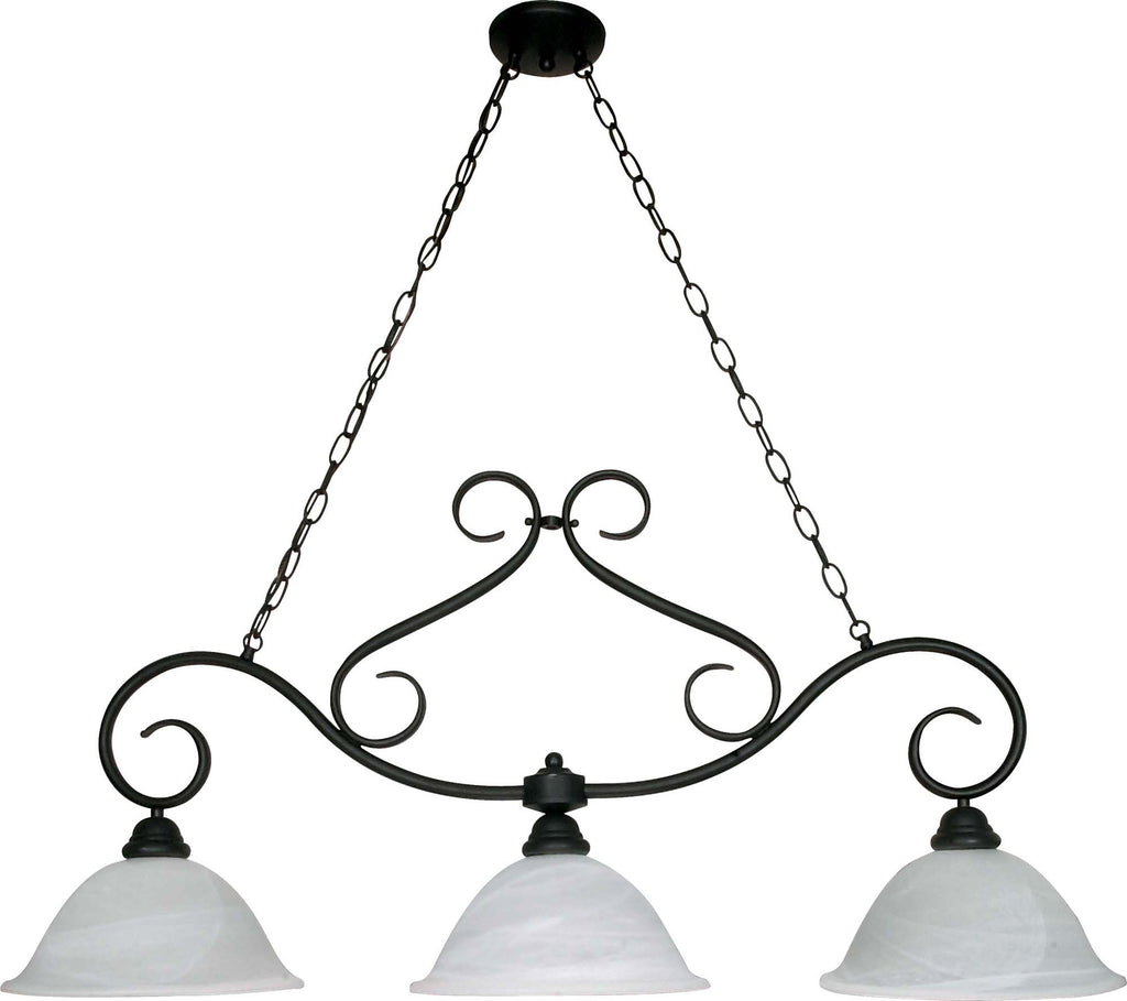 Nuvo Castillo - 3 Light - 44 inch - Trestle - w/ Alabaster Swirl Glass