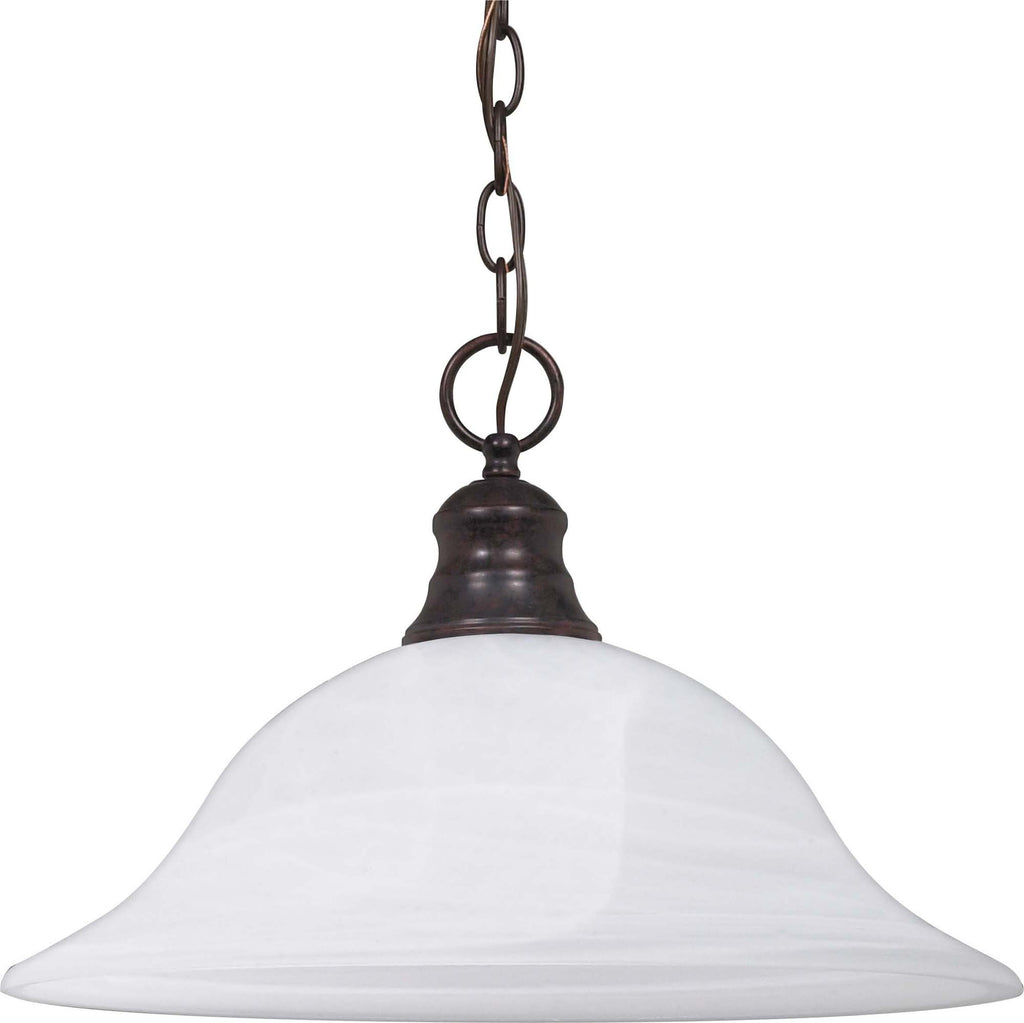 Nuvo 1-Light 16" Hanging Dome Pendant w/ Alabaster Glass in Old Bronze Finish