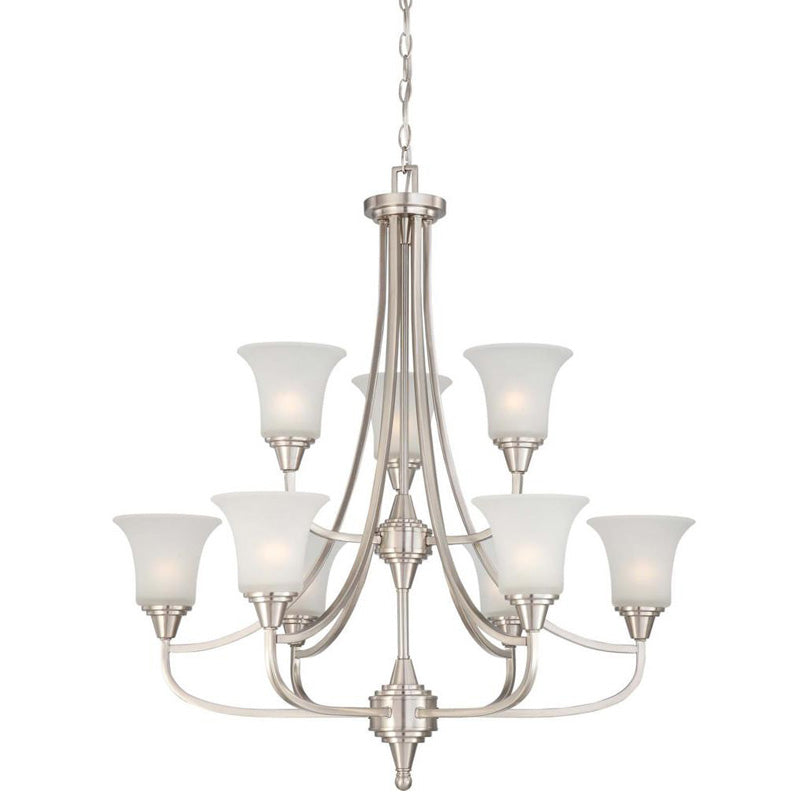 Nuvo Surrey - 9 Light Two Tier Chandelier w/ Frosted Glass