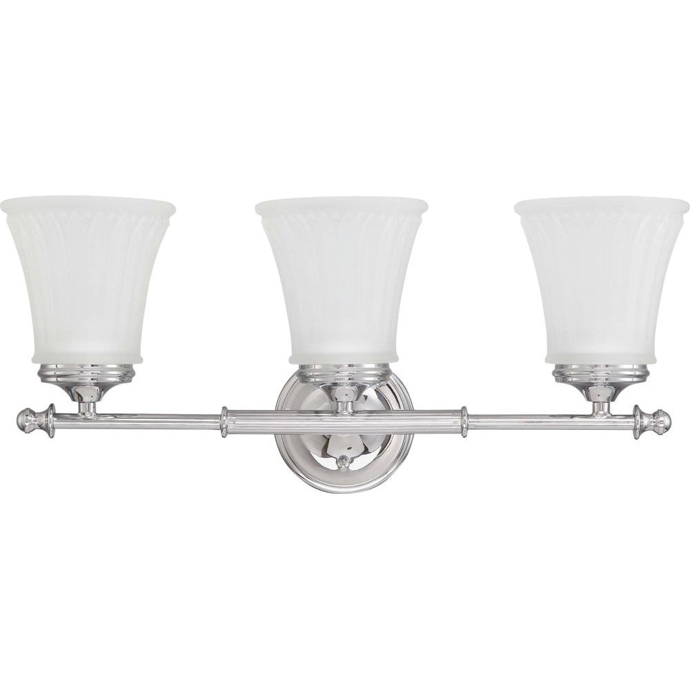 Nuvo Teller - 3 Light Vanity Fixture w/ Frosted Etched Glass
