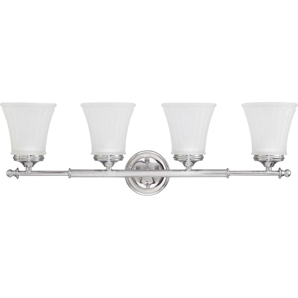 Nuvo Teller - 4 Light Vanity Fixture w/ Frosted Etched Glass