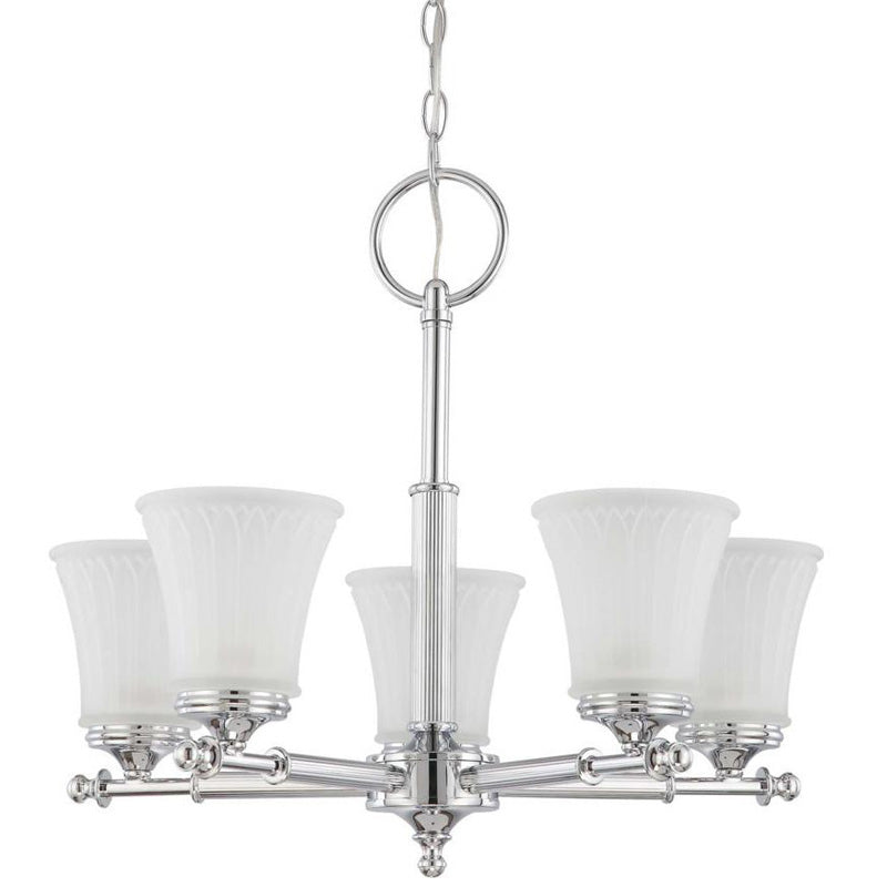 Nuvo Teller - 5 Light Chandelier w/ Frosted Etched Glass