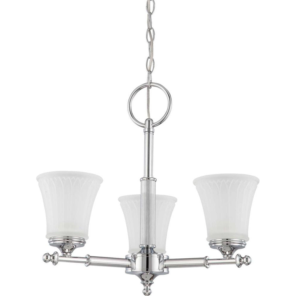 Nuvo Teller - 3 Light Chandelier w/ Frosted Etched Glass