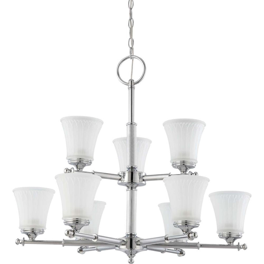 Nuvo Teller - 9 Light Two Tier Chandelier w/ Frosted Etched Glass
