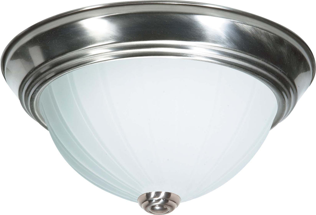 Nuvo 2-Light 11" Dome Flush Mount w/ Frosted Melon Glass in Brushed Nickel