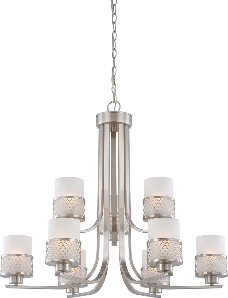 Nuvo Fusion - 9 Light Chandelier w/ Frosted Glass