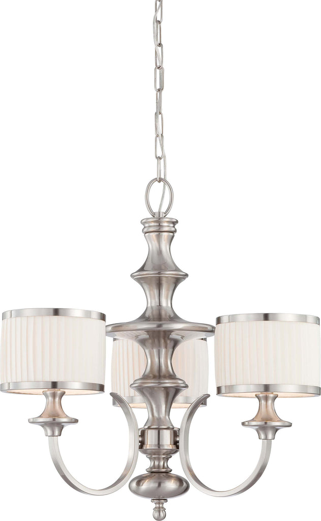 Nuvo Candice - 3 Light Chandelier w/ Pleated White Shades