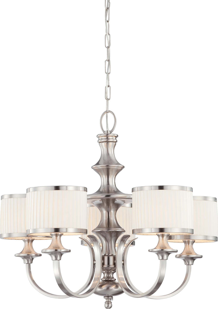 Nuvo Candice - 5 Light Chandelier w/ Pleated White Shades