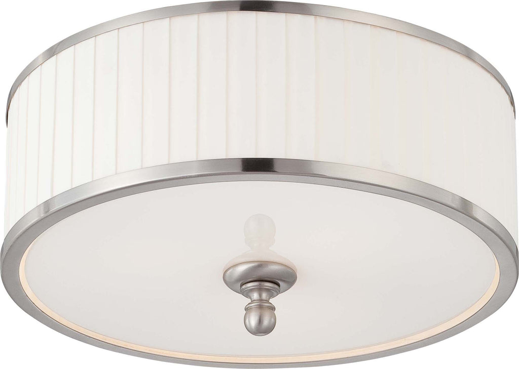 Nuvo Candice - 3 Light Flush Dome Fixture w/ Pleated White Shade