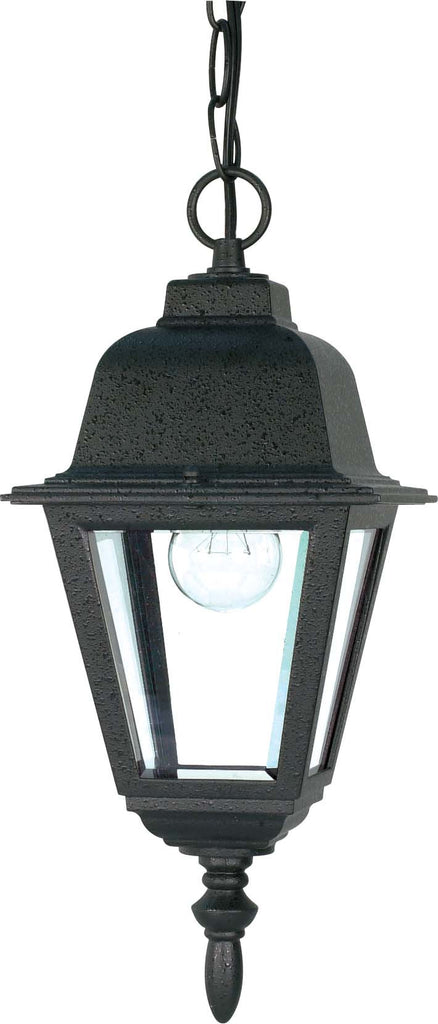 Nuvo Briton 1-Light 10" Hanging Lantern w/ Clear Glass in Textured Black Finish