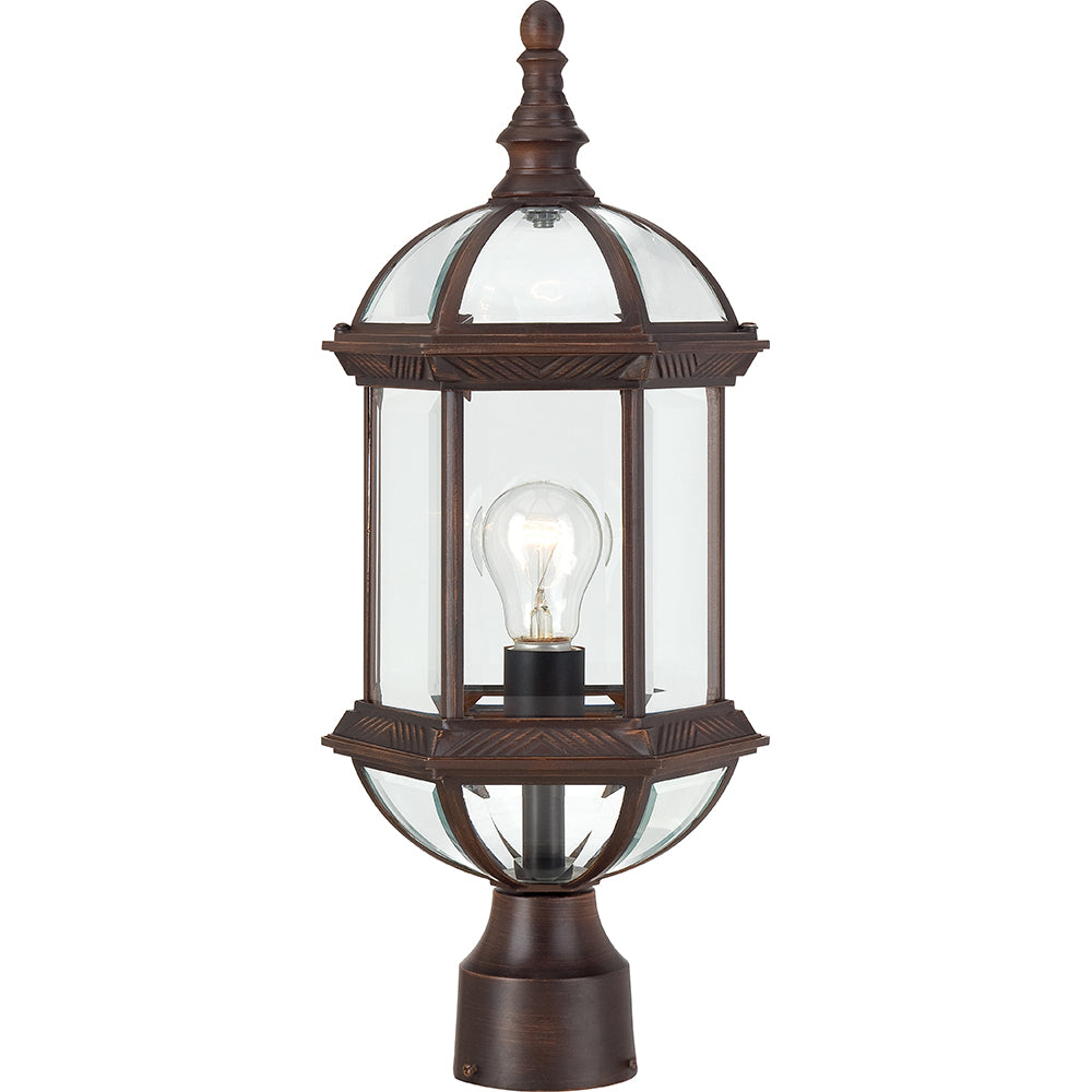 Nuvo Boxwood 1-Light 19" Outdoor Post Lantern w/ Clear Glass in Rustic Bronze