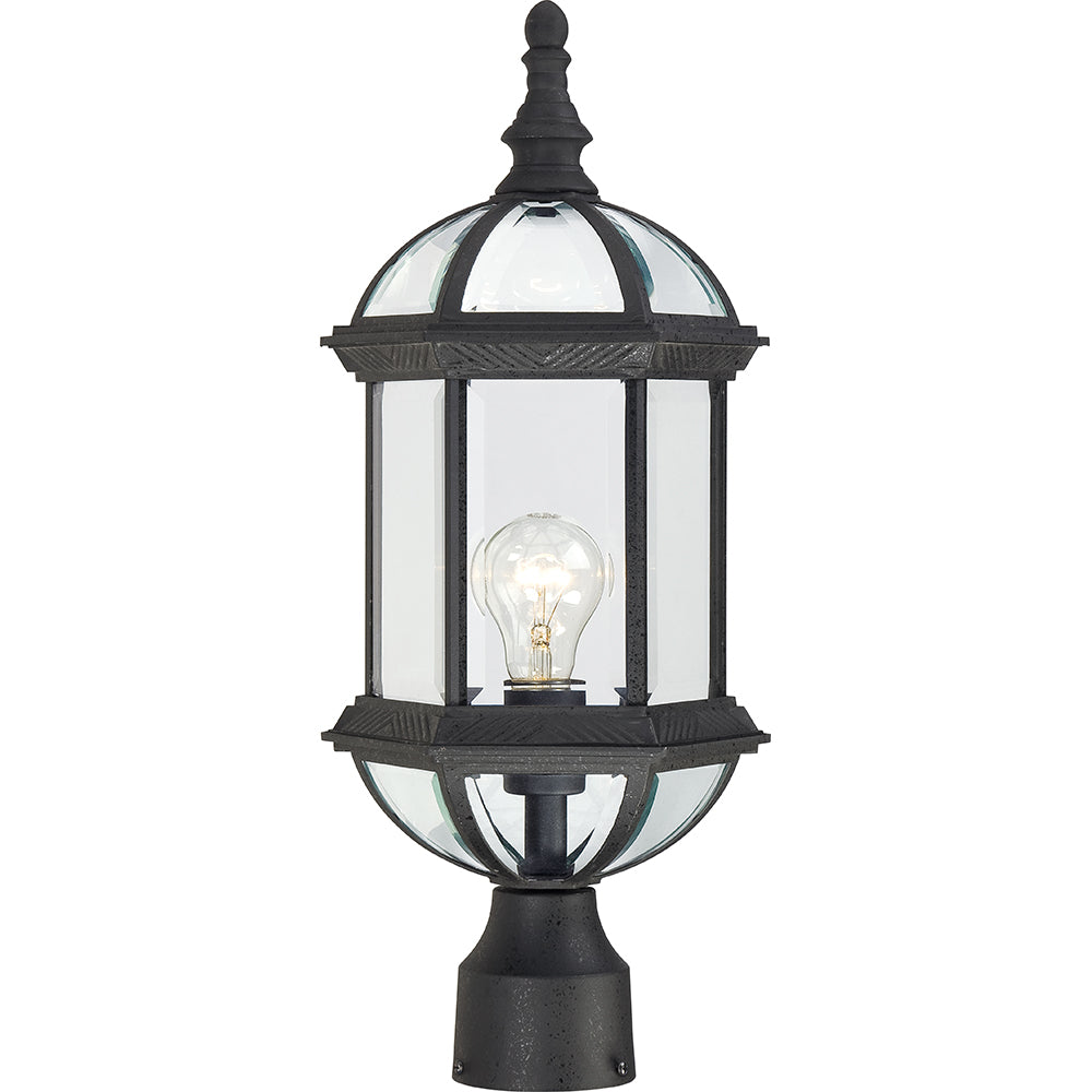 Nuvo Boxwood 1-Light 19" Outdoor Post Lantern w/ Clear Glass in Textured Black