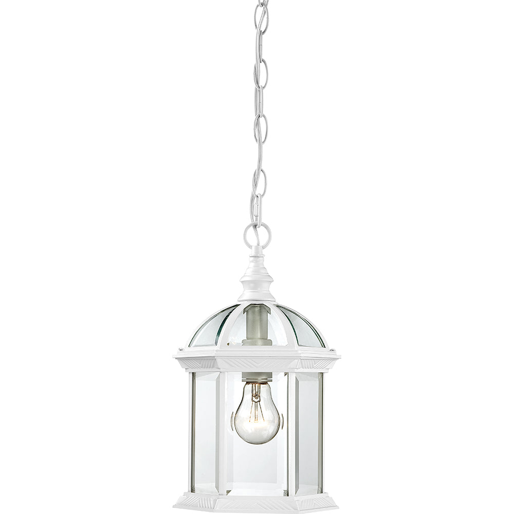 Nuvo Boxwood 1-Light 14" Outdoor Hanging Light w/ Clear Glass in White Finish