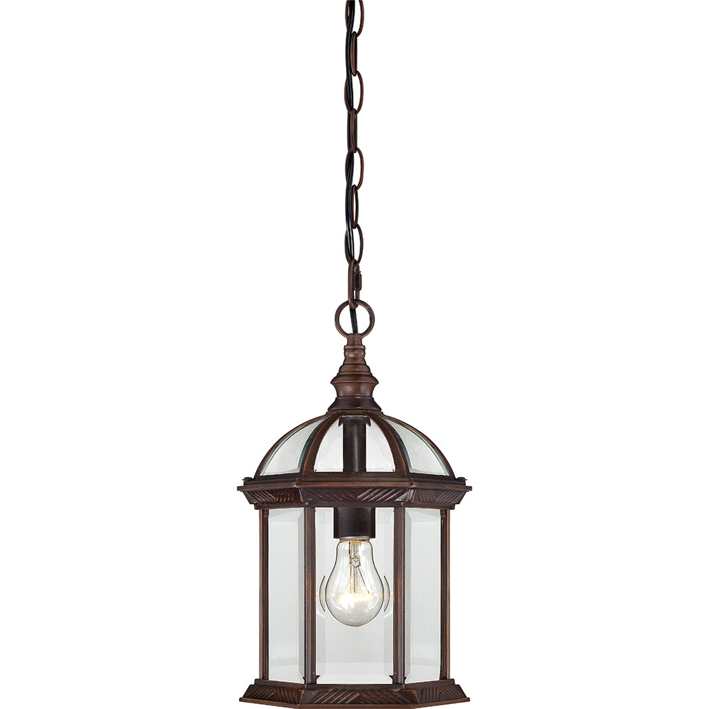 Nuvo Boxwood 1-Light 14" Outdoor Hanging Light w/ Clear Glass in Rustic Bronze