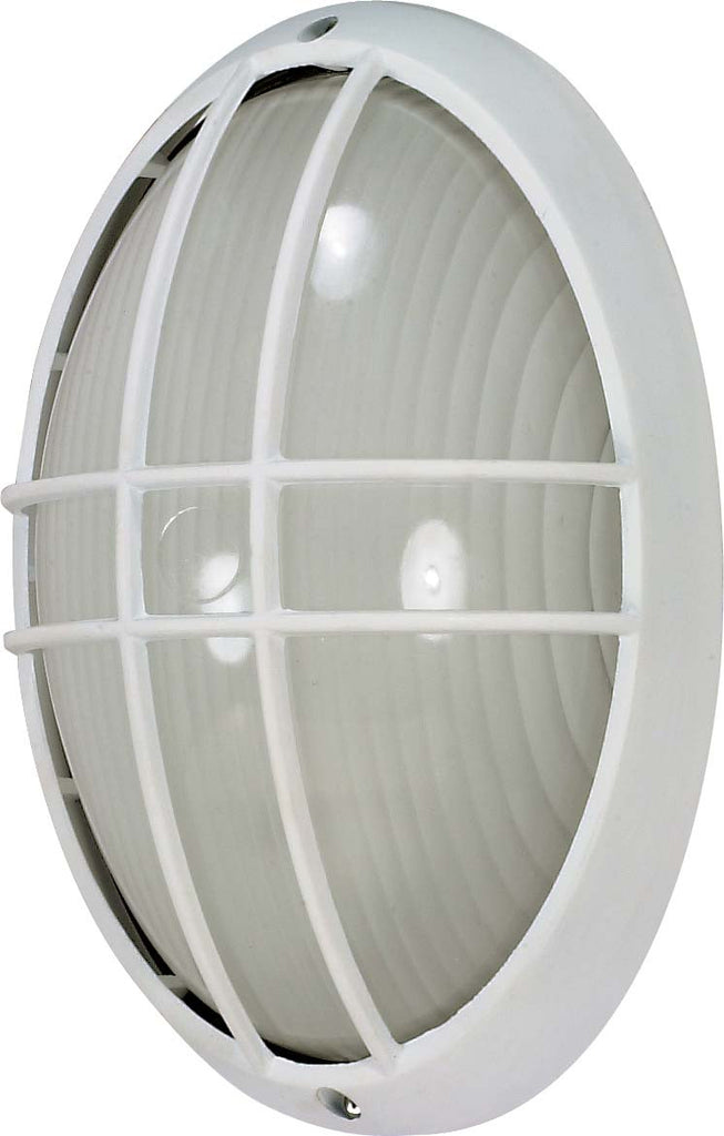Nuvo 1-Light 13" Large Oval Cage Die Cast Bulkhead w/ Semi Gloss White Finish