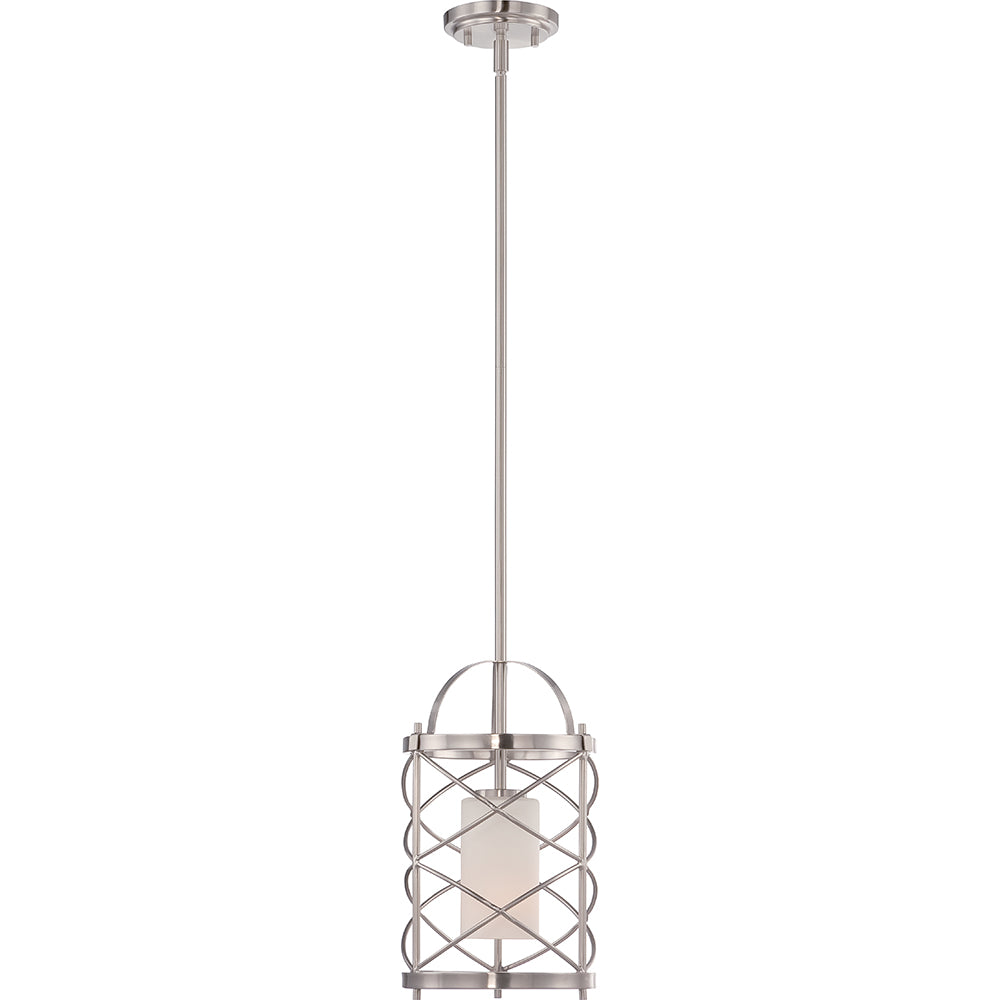 Nuvo Ginger 1-Light Mini Pendant w/ Etched Opal Glass in Brushed Nickel Finish