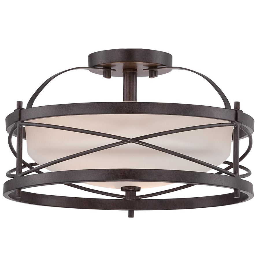 Nuvo Ginger 2-Light Semi Flush w/ Etched Opal Glass in Old Bronze Finish