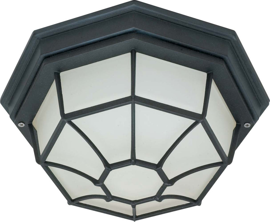 Nuvo 1-Light 12" Flush Spider Cage Fixture w/ Glass Lens in Textured Black