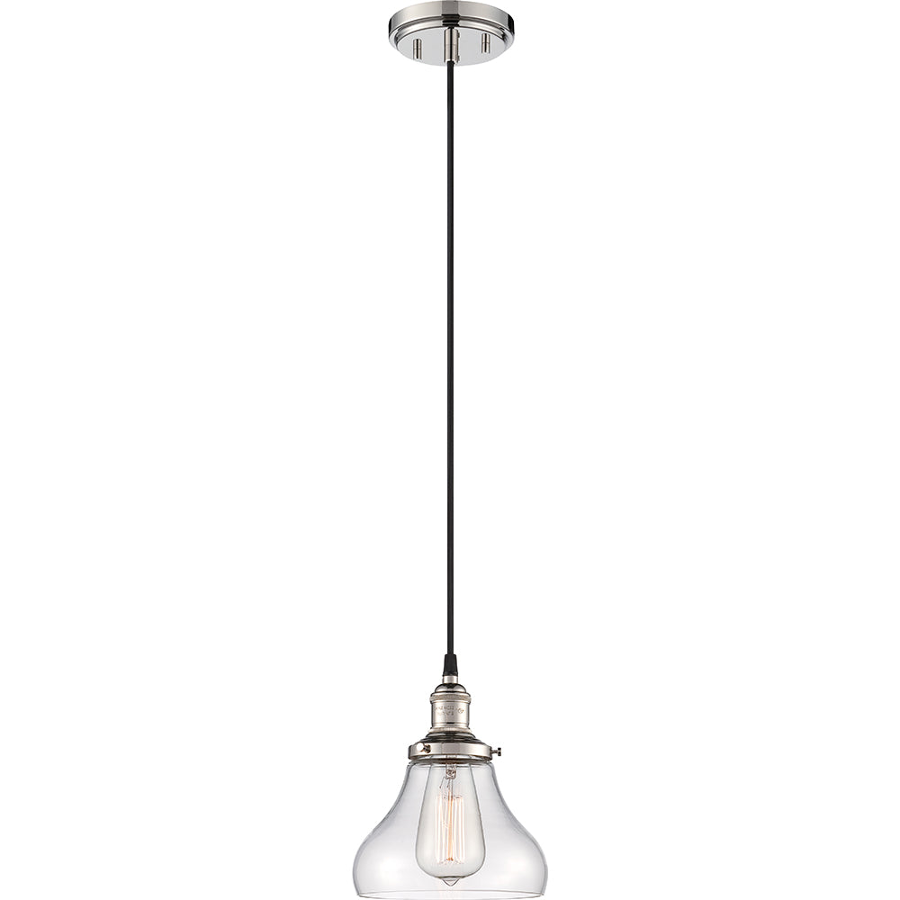 Nuvo Vintage 7" 1-Light Pendant w/ Clear Glass in Polished Nickel Finish
