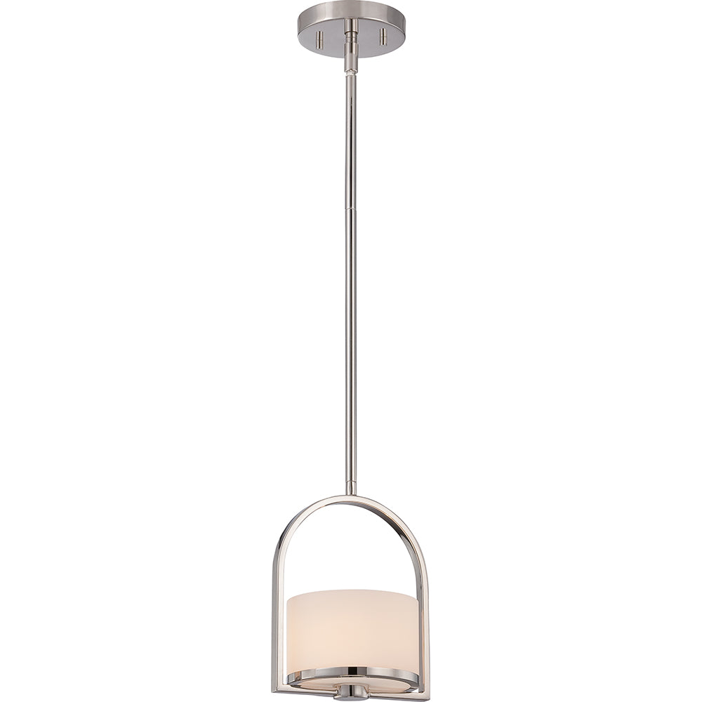 Nuvo Celine 1-Light Mini Pendant w/ Etched Opal Glass in Brushed Nickel Finish