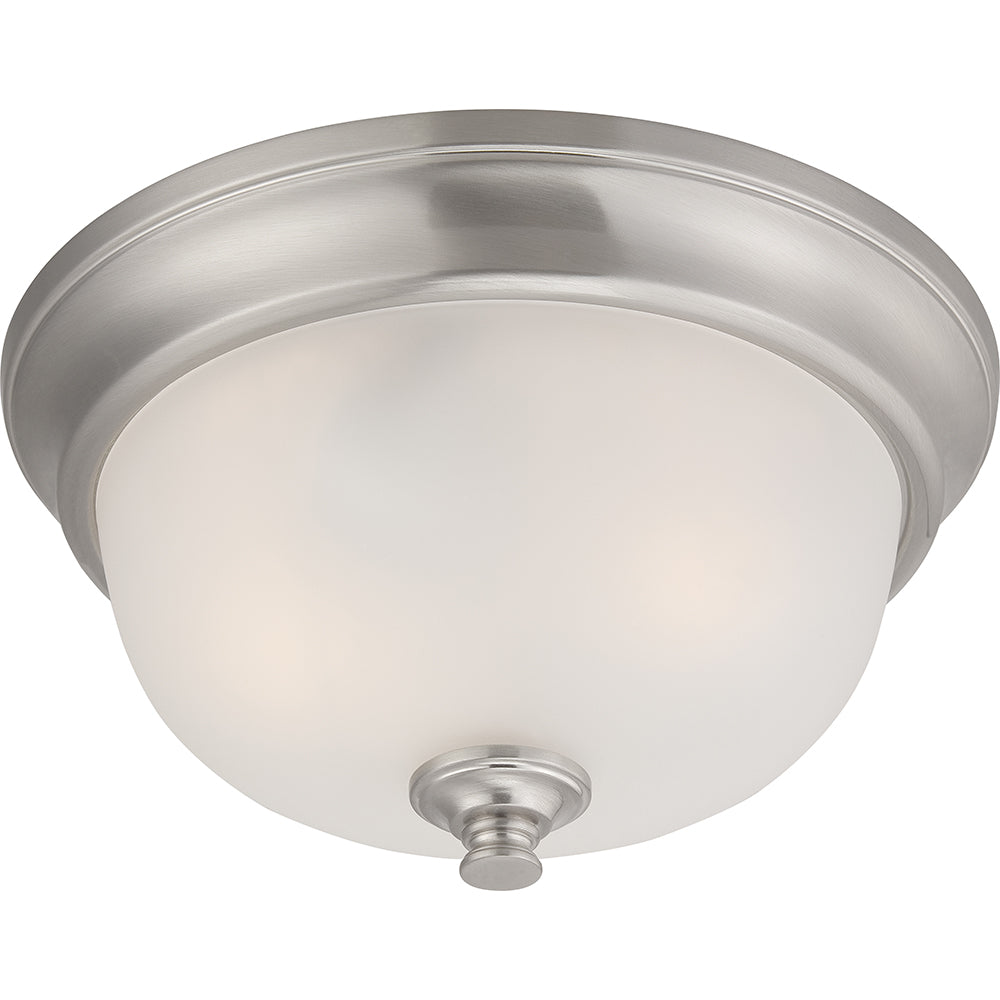 Nuvo Elizabeth 2-Light Flush Mount w/ Frosted Glass in Brushed Nickel Finish