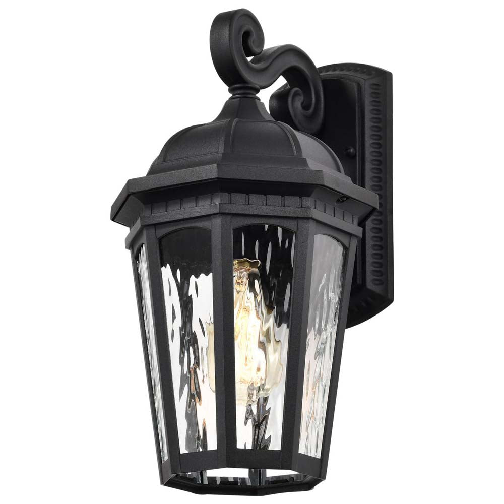 East River 16-in Large Wall Light Matte Black Finish w/ Clear Water Glass