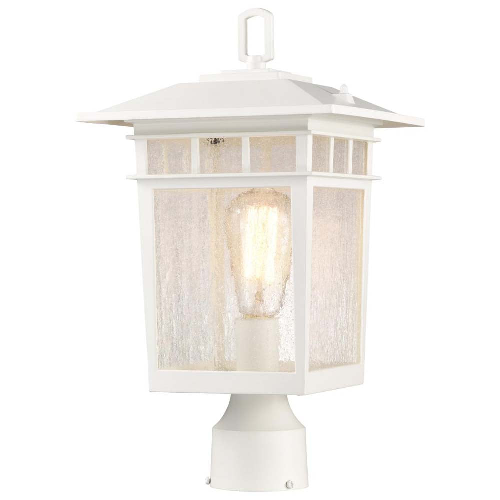 Cove Neck Large 16-in Post Light Lantern White Finish w/ Clear Seeded Glass