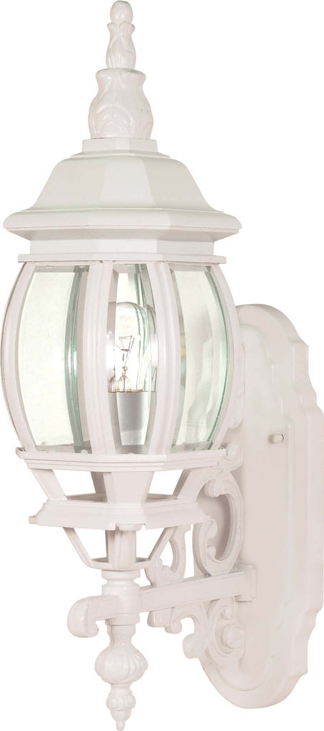 Nuvo Central Park 1-Light 20" Wall Lantern w/ Clear Beveled Glass in White Finish