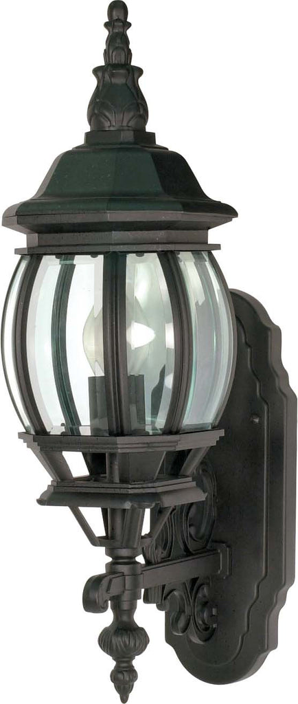 Nuvo Central Park 1-Light 20" Textured Black Wall Lantern w/ Clear Beveled Glass