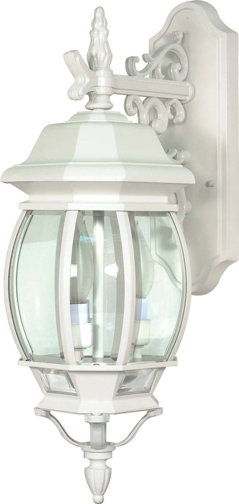Nuvo Central Park 3-Light 22" White Finish Wall Lantern w/ Clear Beveled Glass