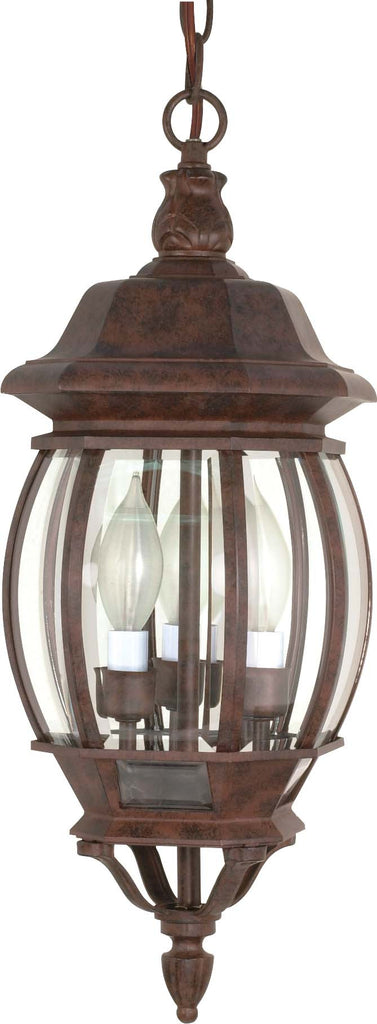 Nuvo Central Park 3-Light 20" Hanging Lantern w/ Clear Glass in Old Bronze