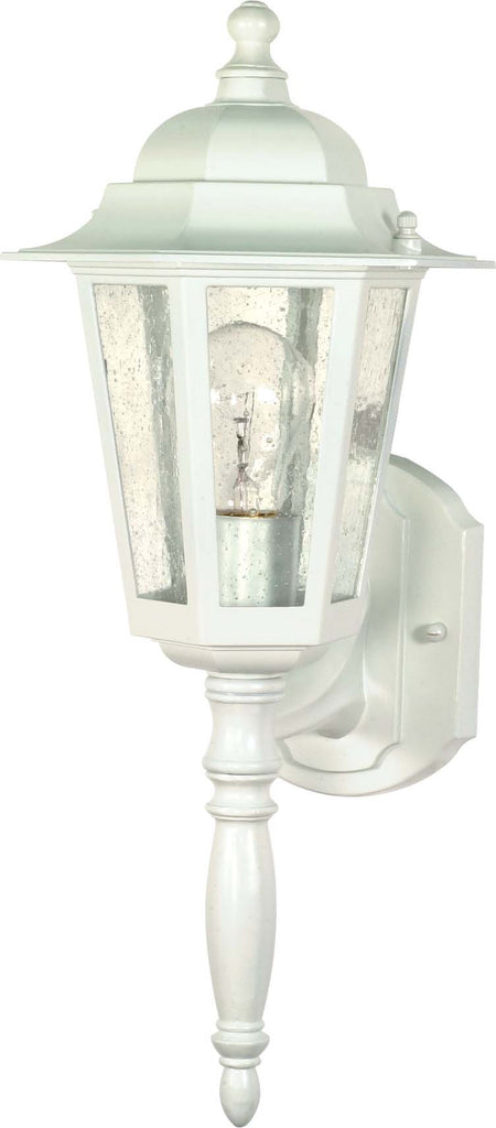Nuvo Cornerstone 1-Light 18" White Finish Wall Lantern w/ Clear Seeded Glass
