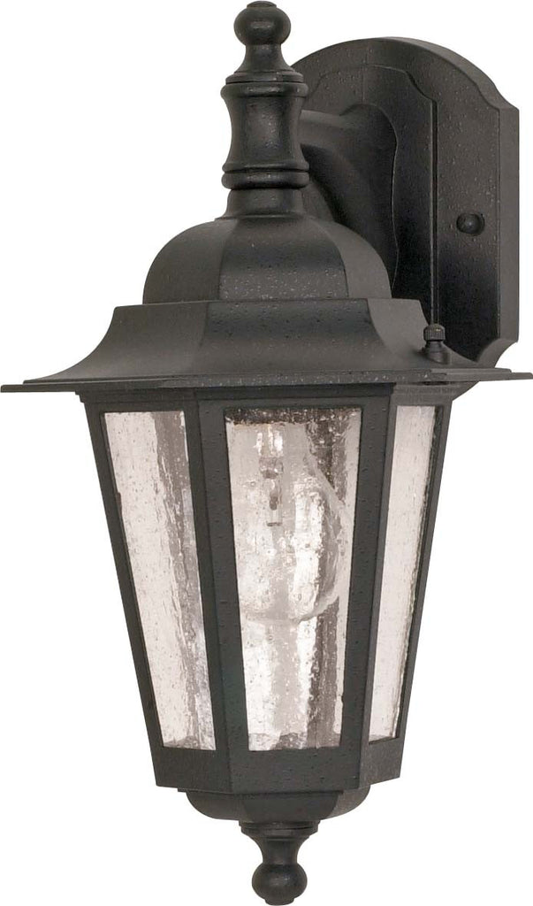 Nuvo Cornerstone 13" Arm Down Wall Lantern w/ Clear Seed Glass in Textured Black