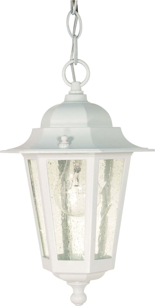 Nuvo Cornerstone 1-Light 13" White Finish Hanging Lantern w/ Clear Seeded Glass